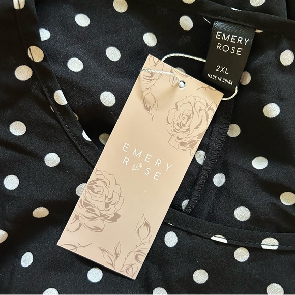 NWT Emery Rose SHEIN Polka Dot Black & White Scallop Trim Tunic Dress Size 2XL - Picture 6 of 10